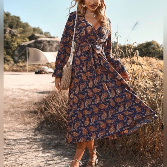 Boho Navy Blue Dress - Picture 2 of 3